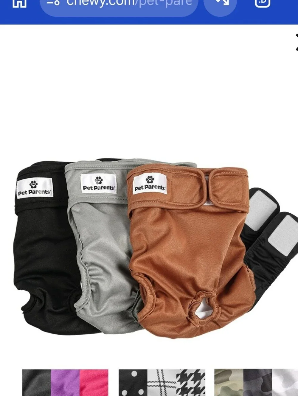 Dog Diapers Washable Pack - Rust, Gray, Black. Size MEDIUM